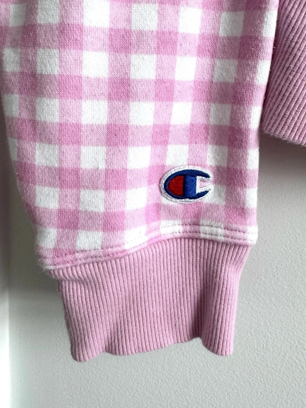 Champion Sweatshirt Pink Gingham Checkered Size M - Picture 4 of 11